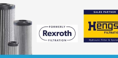 Hydraulikfilter und Logos von Hengst Filtration und Rexroth Filtration