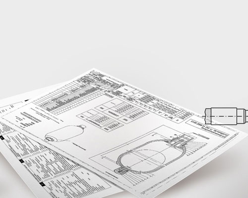 Technische Zeichnungen und Datenblätter für Hydraulikkomponenten.