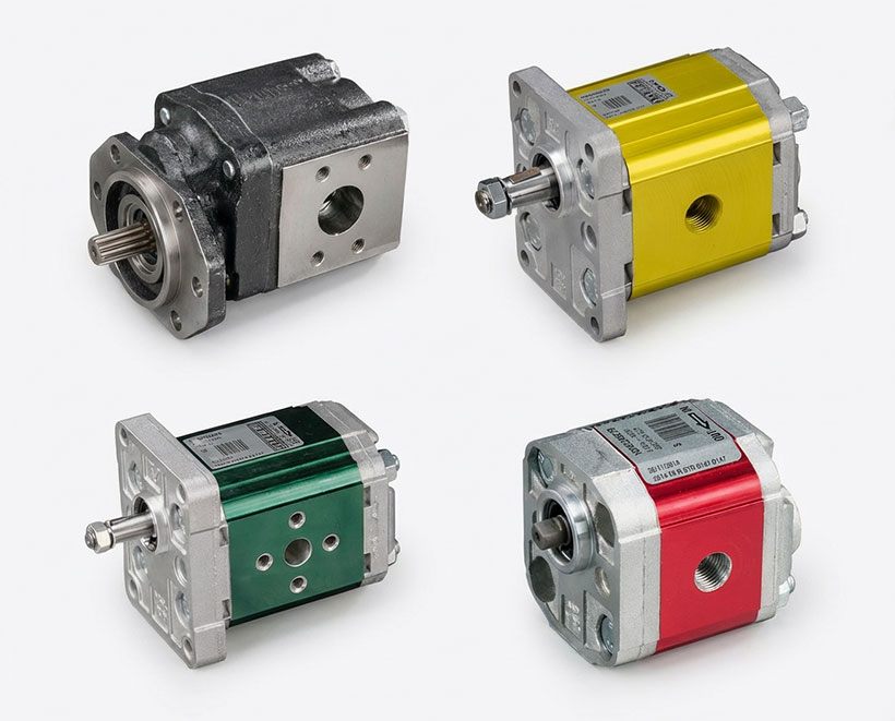 Verschiedene Hydraulikpumpen für industrielle Hydraulikanlagen von unterschiedlichen Herstellern