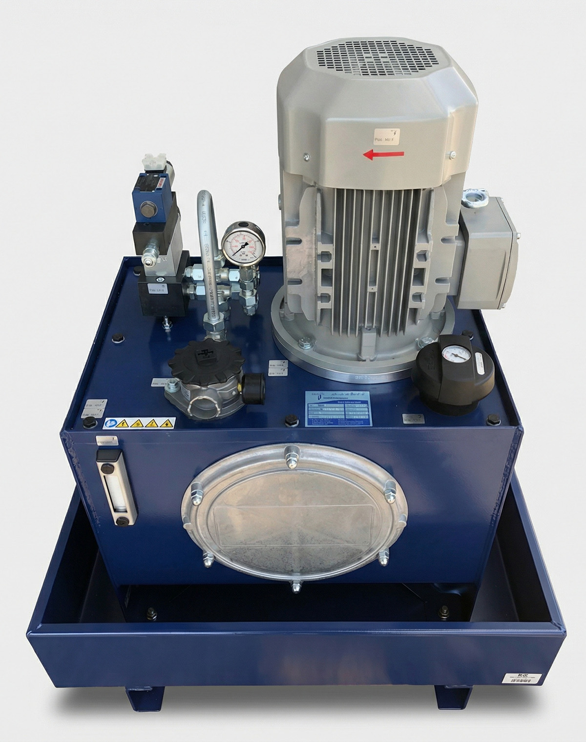 Hydraulikaggregat aus dem Hydraulikaggregate-Aggregatebau mit Elektromotor, Ventilblock und Druckanzeige