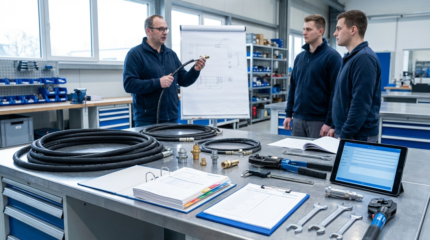 Hydraulikschulung zum sicheren Umgang mit Hydraulikschlauchleitungen nach DGUV 113-020