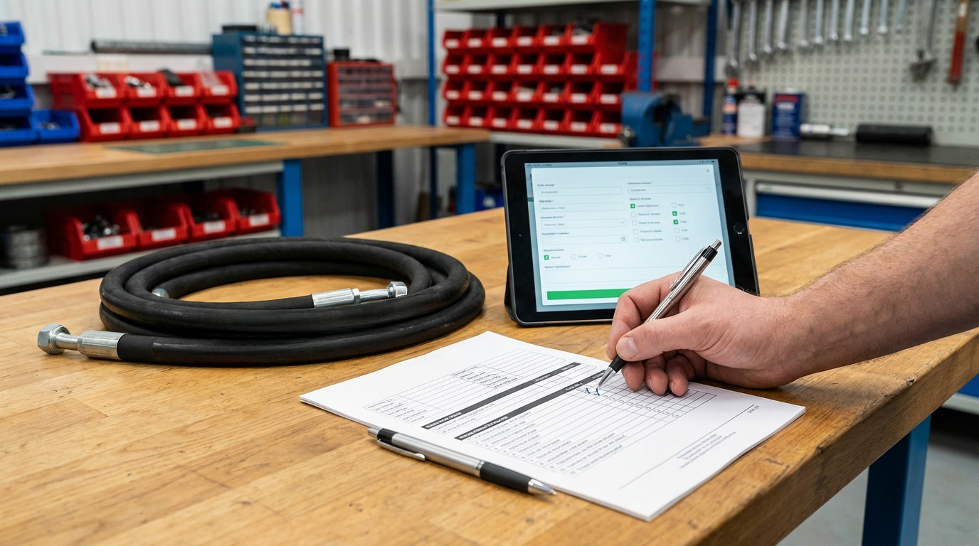 Digitale Prüfung und Dokumentation von Hydraulikschlauchleitungen in der Werkstatt