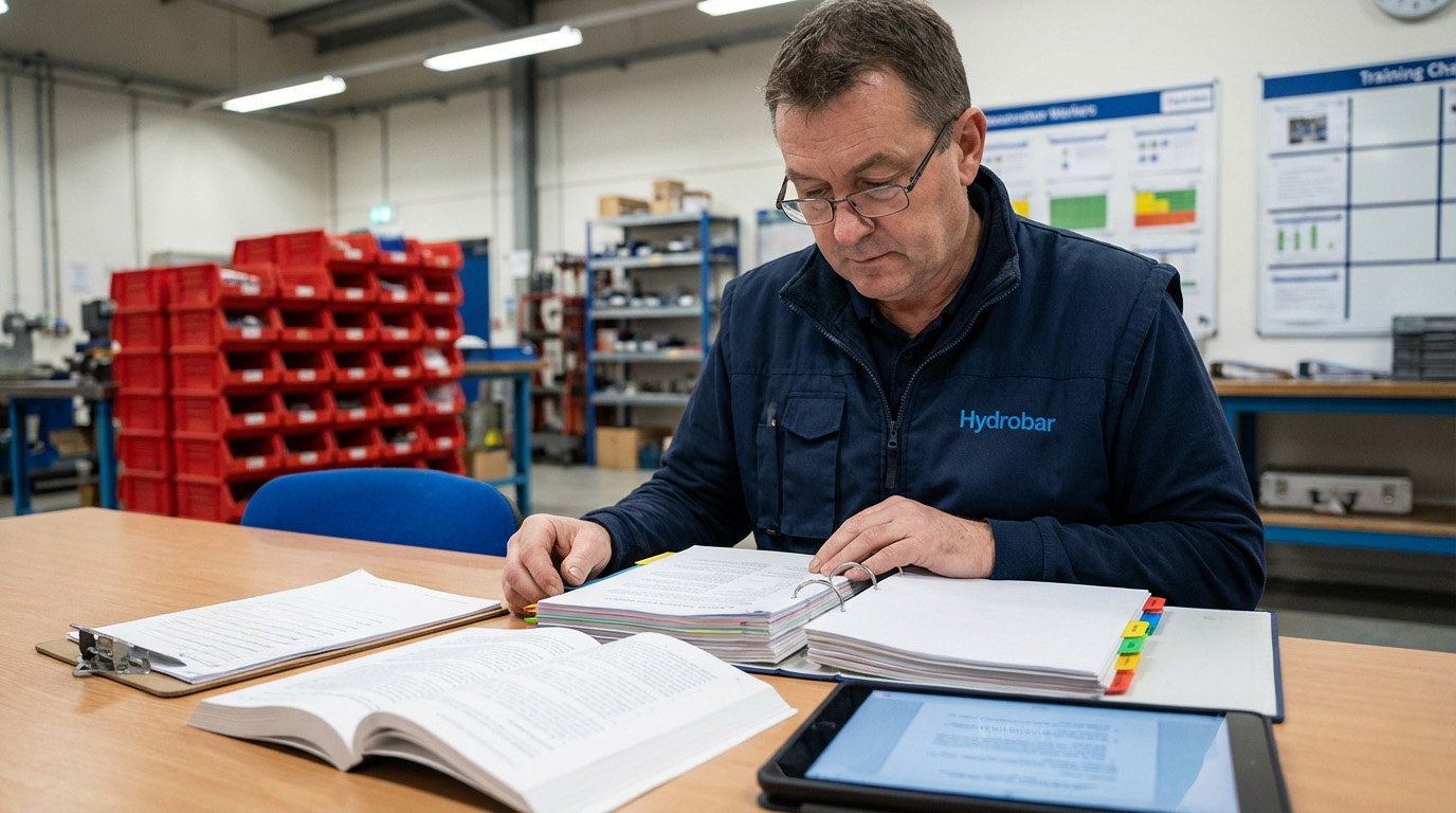 Fachkraft bereitet sich auf die Qualifikation zur befähigten Person für Hydraulik vor